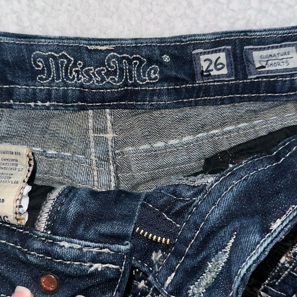 MISS ME signature low rise jean shorts cutoff denim embellished distressed 26 - Picture 11 of 15